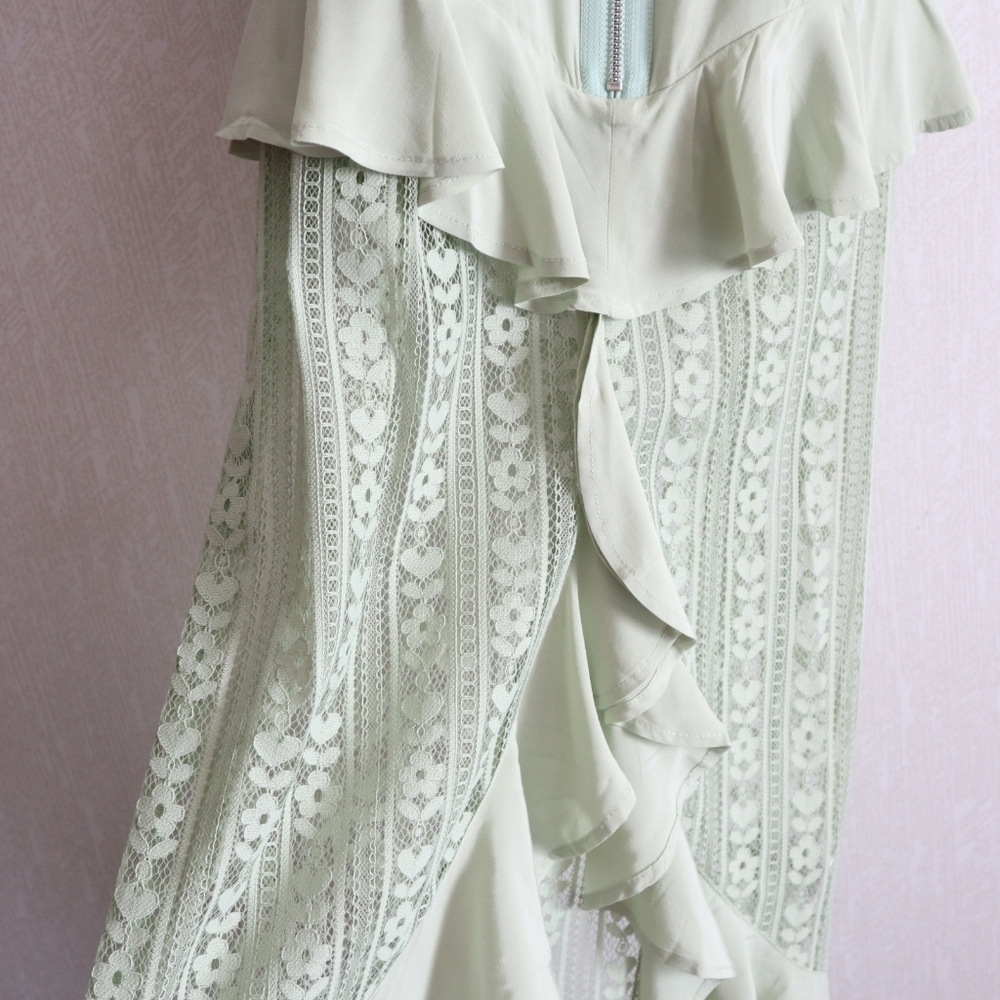 NWT FOR LOVE & LEMONS MINT GREEN LOVEBIRD LACE MIDI DRESS FAIRYCORE - Picture 14 of 15